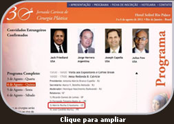 Folder da Programação da 30º Jornada Carioca de Cirurgia Plástica